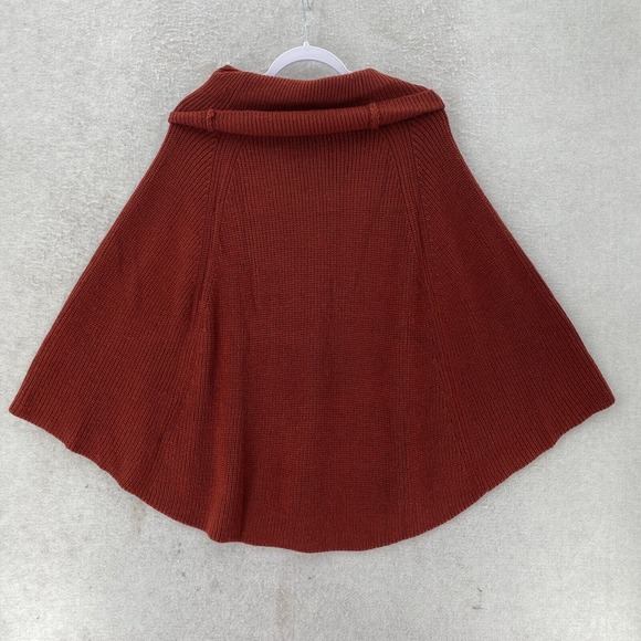 Moss Rose Poncho ONE SIZE Sweater Cover Up Cowl neck Orange - Picture 2 of 11
